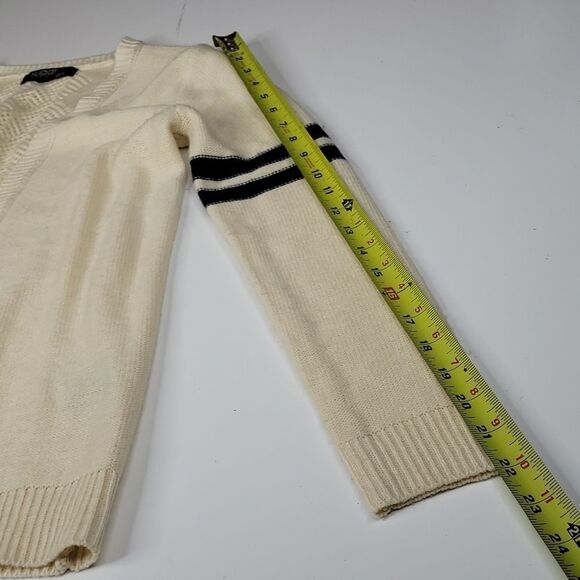 XL 36" SUGAR RUSH cream navy blue varsity open cardigan sweater extra large - Picture 4 of 13